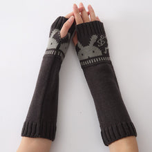Load image into Gallery viewer, Cross-Border Autumn and Winter New Rabbit Head Open Finger Wool Cycling Warm Gloves Men and Women Knitted Half Finger Arm Sleeve