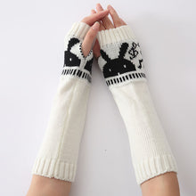 Load image into Gallery viewer, Cross-Border Autumn and Winter New Rabbit Head Open Finger Wool Cycling Warm Gloves Men and Women Knitted Half Finger Arm Sleeve