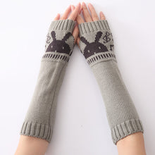 Load image into Gallery viewer, Cross-Border Autumn and Winter New Rabbit Head Open Finger Wool Cycling Warm Gloves Men and Women Knitted Half Finger Arm Sleeve