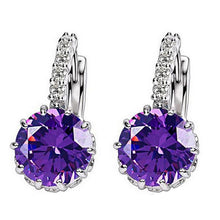 Load image into Gallery viewer, Round Super Flash Zircon Simple and Elegant Earrings Imported All-Match Classic Earrings Earrings
