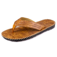 Load image into Gallery viewer, European and American Fashion Men's Flip Flops Summer PU Leather British Style Sandals Flip-Flops Slip-on Platform Flat-Heeled Beach Shoes