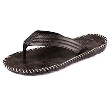 Load image into Gallery viewer, European and American Fashion Men's Flip Flops Summer PU Leather British Style Sandals Flip-Flops Slip-on Platform Flat-Heeled Beach Shoes