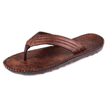 Load image into Gallery viewer, European and American Fashion Men's Flip Flops Summer PU Leather British Style Sandals Flip-Flops Slip-on Platform Flat-Heeled Beach Shoes