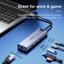 Load image into Gallery viewer, RJ45 Ethernet adapter with USB Hub and Gigabit Ethernet Port 1000Mbps【Type-C + USB 3.0 2-in-1 Dual Interface / with Type C power supply interface】