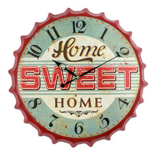 Load image into Gallery viewer, Wall Clock 35cm Bottle Cap Retro Beer Wine Modern Design Iron Metal Silent Quartz Clocks Bar Living Room Home Decor Creative