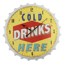 Load image into Gallery viewer, Wall Clock 35cm Bottle Cap Retro Beer Wine Modern Design Iron Metal Silent Quartz Clocks Bar Living Room Home Decor Creative