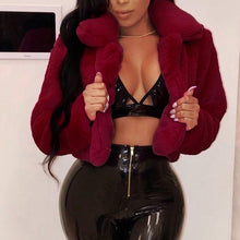 Load image into Gallery viewer, Fashion Women Coat Fluffy Fleece Turn-down Collar Faux Fur Top Short Loose Coat