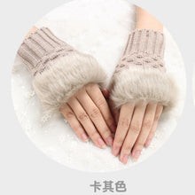 Load image into Gallery viewer, Gloves Women's Half Finger Gloves Plush Thickened Knitting Gloves Fingerless Touch Screen Gloves