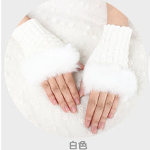 Load image into Gallery viewer, Gloves Women's Half Finger Gloves Plush Thickened Knitting Gloves Fingerless Touch Screen Gloves