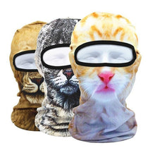 Load image into Gallery viewer, 3D Cat Animals Balaclava Motorcycle Breathable Anti-UV Full Face Mask Fishing Hiking Tiger Dog Bandana Summer Cycling Headwear