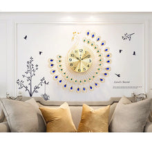 Load image into Gallery viewer, Gold Diamond Peacock Metal Watch for Home Living Room Decoration Clocks Crafts Ornaments Gift