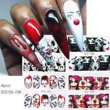 Load image into Gallery viewer, 3D Halloween Nail Design Anime Joker Spider Snake Sliders Nail Stickers Adhesive Decals Girls Children Party Manicure GLF794