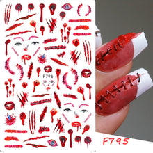 Load image into Gallery viewer, 3D Halloween Nail Design Anime Joker Spider Snake Sliders Nail Stickers Adhesive Decals Girls Children Party Manicure GLF794