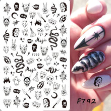 Load image into Gallery viewer, 3D Halloween Nail Design Anime Joker Spider Snake Sliders Nail Stickers Adhesive Decals Girls Children Party Manicure GLF794