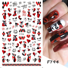 Load image into Gallery viewer, 3D Halloween Nail Design Anime Joker Spider Snake Sliders Nail Stickers Adhesive Decals Girls Children Party Manicure GLF794