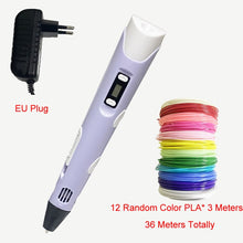 Load image into Gallery viewer, 3D Printing Pen 3D Pen OLED Display With 12 Color PLA/ABS Filaments 3D Drawing Printer For Kids/Adults Creative Design Drawing