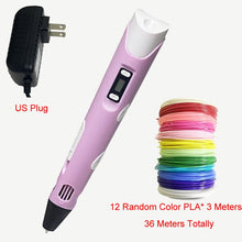 Load image into Gallery viewer, 3D Printing Pen 3D Pen OLED Display With 12 Color PLA/ABS Filaments 3D Drawing Printer For Kids/Adults Creative Design Drawing