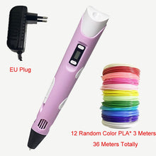 Load image into Gallery viewer, 3D Printing Pen 3D Pen OLED Display With 12 Color PLA/ABS Filaments 3D Drawing Printer For Kids/Adults Creative Design Drawing