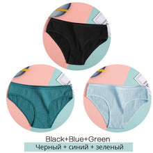 Load image into Gallery viewer, 3Pcs/Set Cotton Panties for Women Sexy Low Rise Briefs Ladies M-XL Underpants Female Solid Color Lingerie Girl Intimates