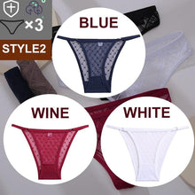 Load image into Gallery viewer, 3PCS/Set Sexy Floral Transparent Women Thongs G-string Lingerie Lace Panties Low-Waist Femme Girls Briefs Mesh Panties M-2XL