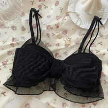 Load image into Gallery viewer, Lolita Women Bra Girls Folds Bow Tie Lovely Underwear Comfortable Sweet Cute Bralette Wireless Lingerie