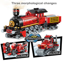 Load image into Gallery viewer, 3in1 High-Tech Creative City Train Building Blocks Motorcycle Road Roller Bricks DIY kid Transform Train Toys Children Gift