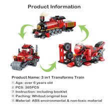 Load image into Gallery viewer, 3in1 High-Tech Creative City Train Building Blocks Motorcycle Road Roller Bricks DIY kid Transform Train Toys Children Gift