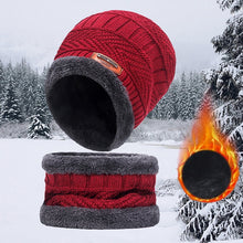 Load image into Gallery viewer, 3pcs/set Fashion Knitted Hat Men Women's Winter 2021 Hats With Scarves And Touch Screen Gloves Thick Warm Beanie Hat Men Caps