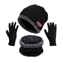 Load image into Gallery viewer, 3pcs/set Fashion Knitted Hat Men Women's Winter 2021 Hats With Scarves And Touch Screen Gloves Thick Warm Beanie Hat Men Caps