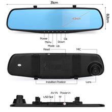 Load image into Gallery viewer, 4.3inch HD 1080P Dual Lens Car DVR Dash Cam Auto Front And Rear Mirror Camera Digital Video Recorder Vehicle Electronics