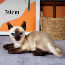 Load image into Gallery viewer, 4 Colors 31cm INS Like Real Prone Cat Plush Doll Stuffed Pure Colors Grey White Yellow Kitten Toy Pets Animal Kids Gift