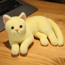 Load image into Gallery viewer, 4 Colors 31cm INS Like Real Prone Cat Plush Doll Stuffed Pure Colors Grey White Yellow Kitten Toy Pets Animal Kids Gift