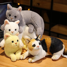 Load image into Gallery viewer, 4 Colors 31cm INS Like Real Prone Cat Plush Doll Stuffed Pure Colors Grey White Yellow Kitten Toy Pets Animal Kids Gift