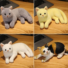 Load image into Gallery viewer, 4 Colors 31cm INS Like Real Prone Cat Plush Doll Stuffed Pure Colors Grey White Yellow Kitten Toy Pets Animal Kids Gift
