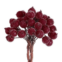 Load image into Gallery viewer, 40pcs Mini Christmas Frosted Artificial Berry Vivid Red Holly Berries Christmas Tree Decorative Artificial Flowers Double Heads