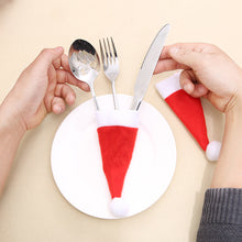 Load image into Gallery viewer, Christmas Decorations Christmas Small Hat Non-Woven Cap Christmas Hat Knife and Fork Set Christmas Wine Bottle Decoration
