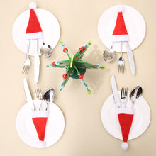 Load image into Gallery viewer, Christmas Decorations Christmas Small Hat Non-Woven Cap Christmas Hat Knife and Fork Set Christmas Wine Bottle Decoration