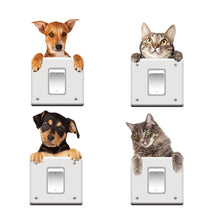 Load image into Gallery viewer, 4pcs/Set PVC Decorative Stickers Cat Dog Cartoon Wall Sticker Switch Wall Sticker Bedroom Removable Waterproof
