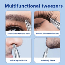 Load image into Gallery viewer, Llano 2Pcs Eyebrow Tweezer Hairs Puller Stainless Steel Eye Brow Clips Eyelash Removal Makeup Tools Sliver&black