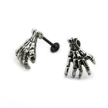 Load image into Gallery viewer, Labret Skull Hand Bone Stud Earrings Stainless Steel Piercing Ornaments Punk Jewelry