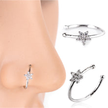 Load image into Gallery viewer, Piercing Jewelry Fashion Exquisite Zircon Nose Ring Silver 6 Diamond Flower Shape Nose Stud