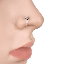 Load image into Gallery viewer, Piercing Jewelry Fashion Exquisite Zircon Nose Ring Silver 6 Diamond Flower Shape Nose Stud