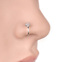 Load image into Gallery viewer, Piercing Jewelry Fashion Exquisite Zircon Nose Ring Silver 6 Diamond Flower Shape Nose Stud