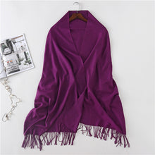 Load image into Gallery viewer, Women's Cashmere-like Solid Color 2023 Autumn and Winter Thickening Tassel Shawl Women's Big Red Scarf
