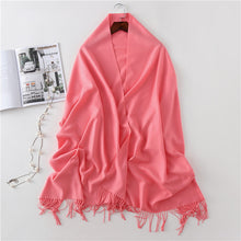 Load image into Gallery viewer, Women's Cashmere-like Solid Color 2023 Autumn and Winter Thickening Tassel Shawl Women's Big Red Scarf