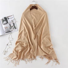 Load image into Gallery viewer, Women's Cashmere-like Solid Color 2023 Autumn and Winter Thickening Tassel Shawl Women's Big Red Scarf