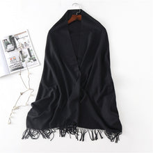 Load image into Gallery viewer, Women's Cashmere-like Solid Color 2023 Autumn and Winter Thickening Tassel Shawl Women's Big Red Scarf