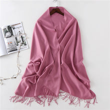 Load image into Gallery viewer, Women's Cashmere-like Solid Color 2023 Autumn and Winter Thickening Tassel Shawl Women's Big Red Scarf