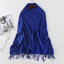 Load image into Gallery viewer, Women's Cashmere-like Solid Color 2023 Autumn and Winter Thickening Tassel Shawl Women's Big Red Scarf