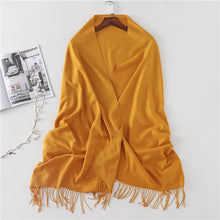 Load image into Gallery viewer, Women's Cashmere-like Solid Color 2023 Autumn and Winter Thickening Tassel Shawl Women's Big Red Scarf
